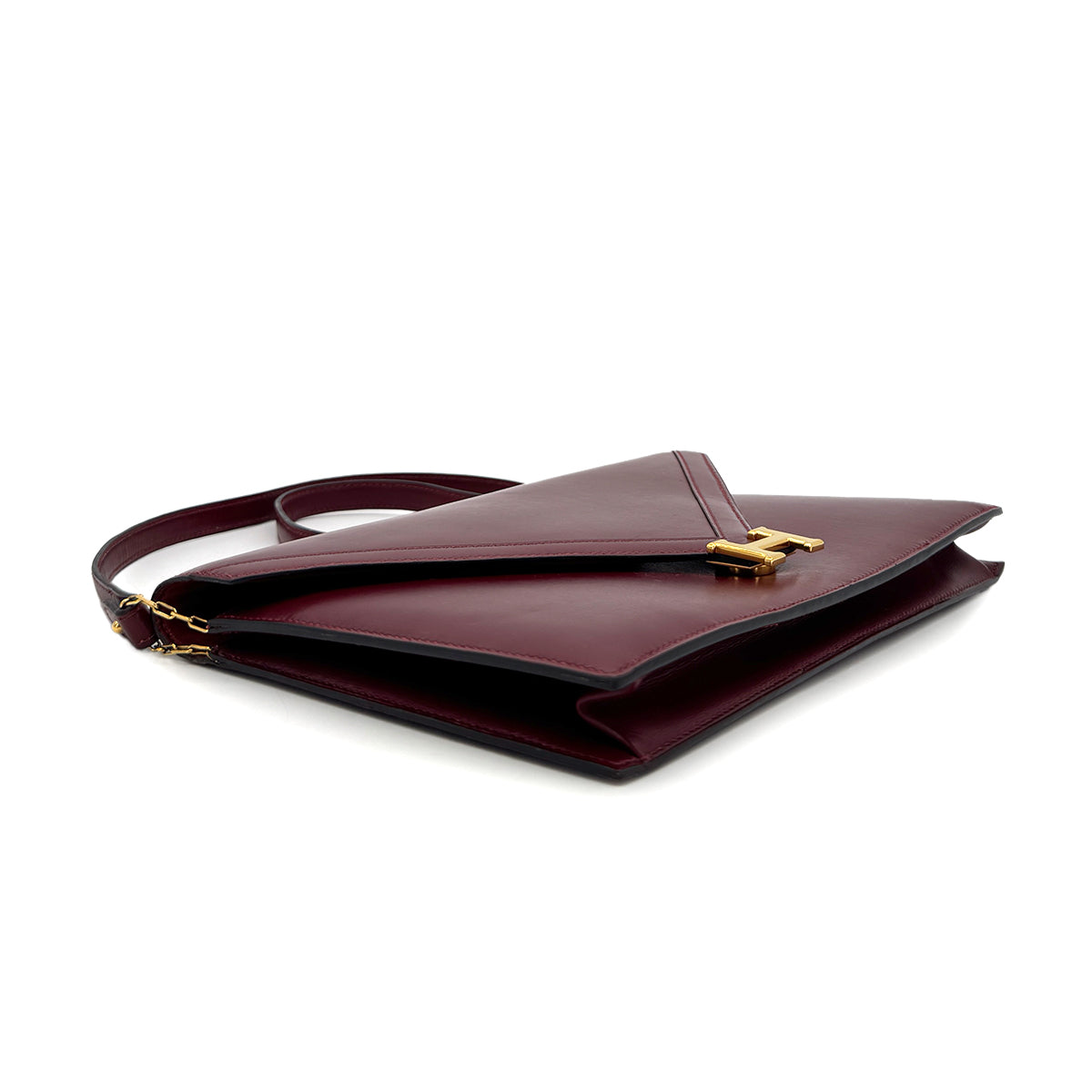 HERMES LYDIE ROUGE H CLUTCH SHOULDER BAG BOXCALF 〇I 90274050