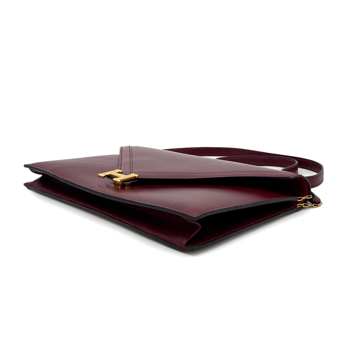 HERMES LYDIE ROUGE H CLUTCH SHOULDER BAG BOXCALF 〇I 90274050