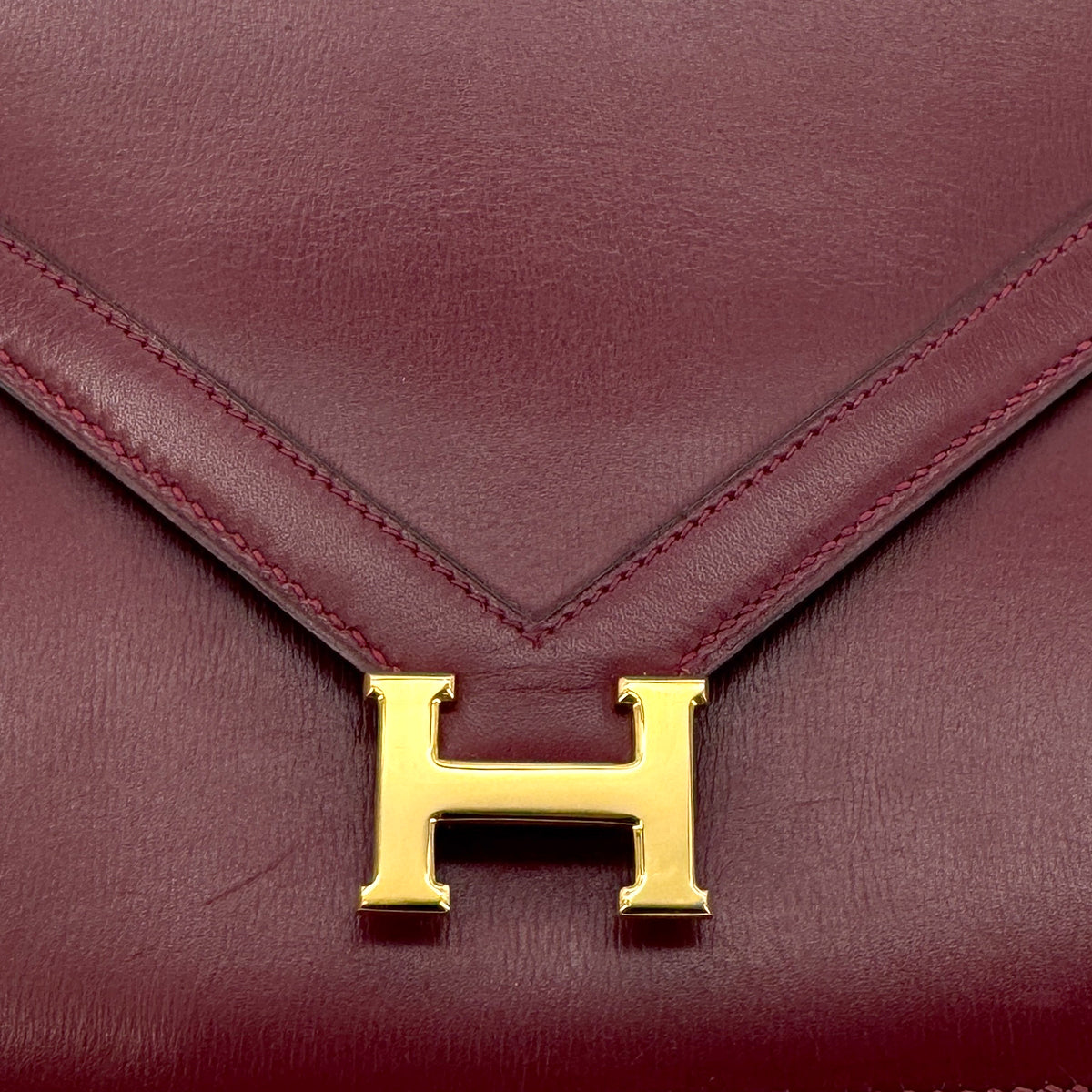 HERMES LYDIE ROUGE H CLUTCH SHOULDER BAG BOXCALF 〇I 90274050