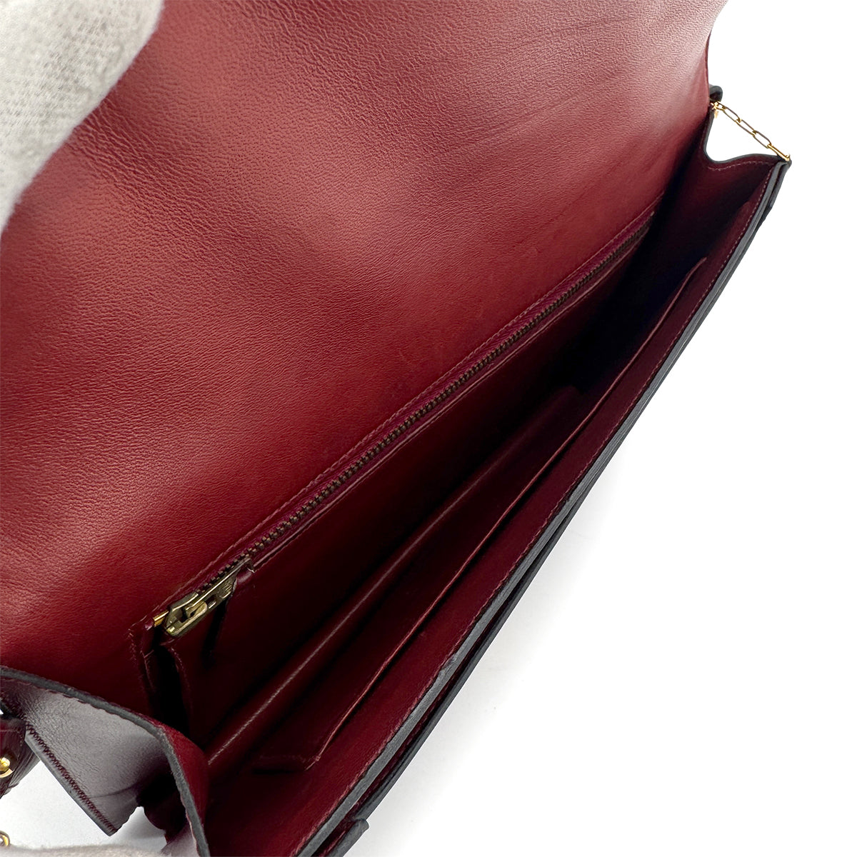 HERMES LYDIE ROUGE H CLUTCH SHOULDER BAG BOXCALF 〇I 90274050