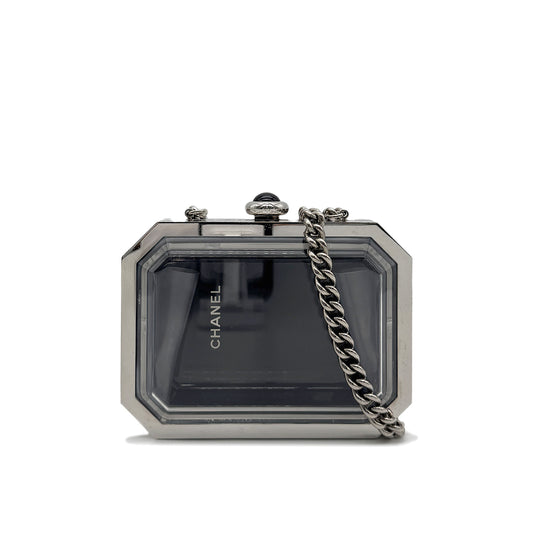 CHANEL PREMIERE CHAIN SHOULDER BAG CLEAR BLACK SILVER ACRYLIC 90274051