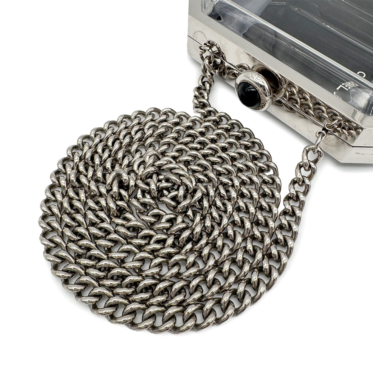 CHANEL PREMIERE CHAIN SHOULDER BAG CLEAR BLACK SILVER ACRYLIC 90274051