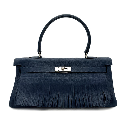 HERMES SHOULDER KELLY FRINGE RETOURNE BLUE ABYSSE TAURILLON CLEMENCE □M SHW 90274052