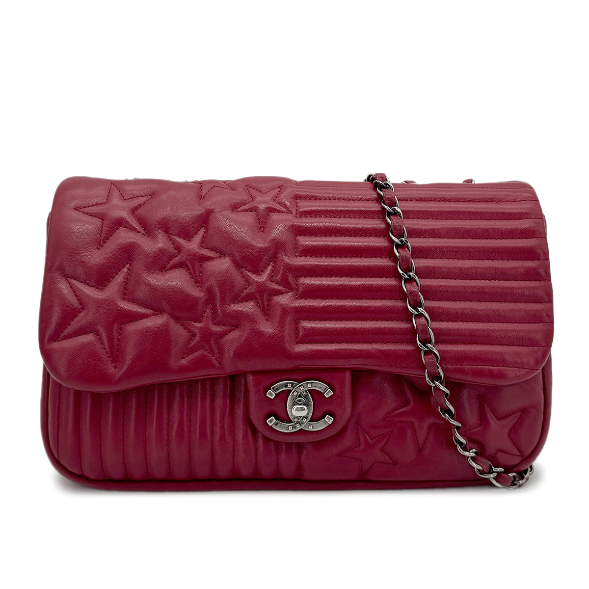 CHANEL PARIDARAS CHAIN SHOULDER BAG STAR RED LAMB SKIN 90274053