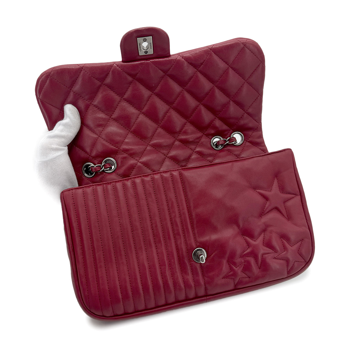 CHANEL PARIDARAS CHAIN SHOULDER BAG STAR RED LAMB SKIN 90274053