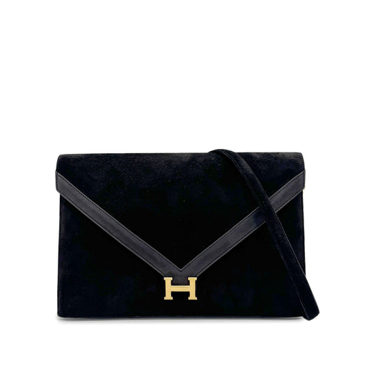 HERMES LYDIE BLACK DEBRIS CLUTCH SHOULDER BAG 〇F 90274054