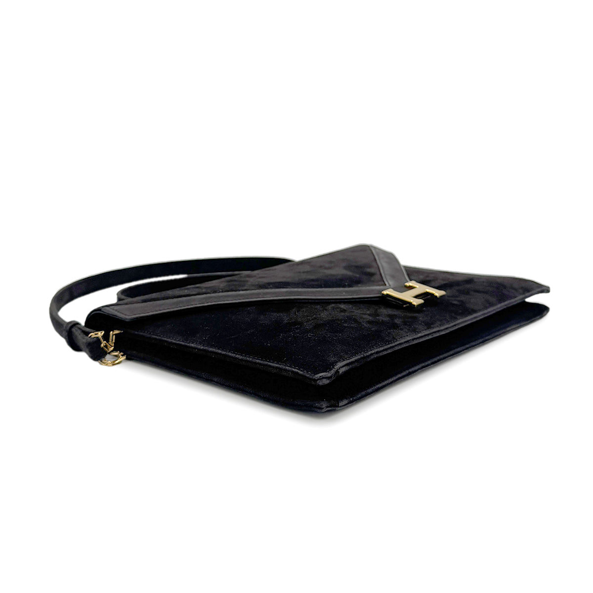 HERMES LYDIE BLACK DEBRIS CLUTCH SHOULDER BAG 〇F 90274054
