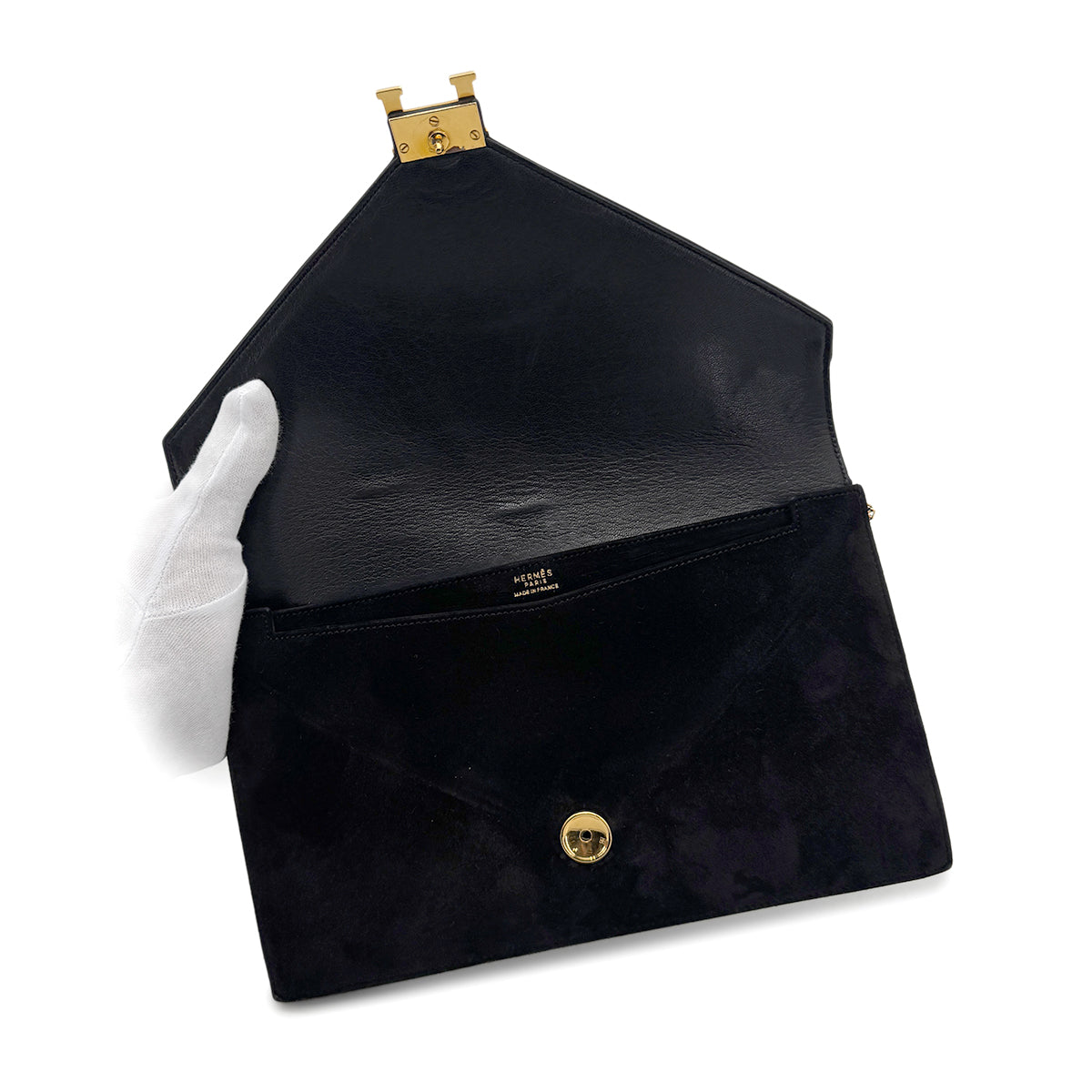 HERMES LYDIE BLACK DEBRIS CLUTCH SHOULDER BAG 〇F 90274054