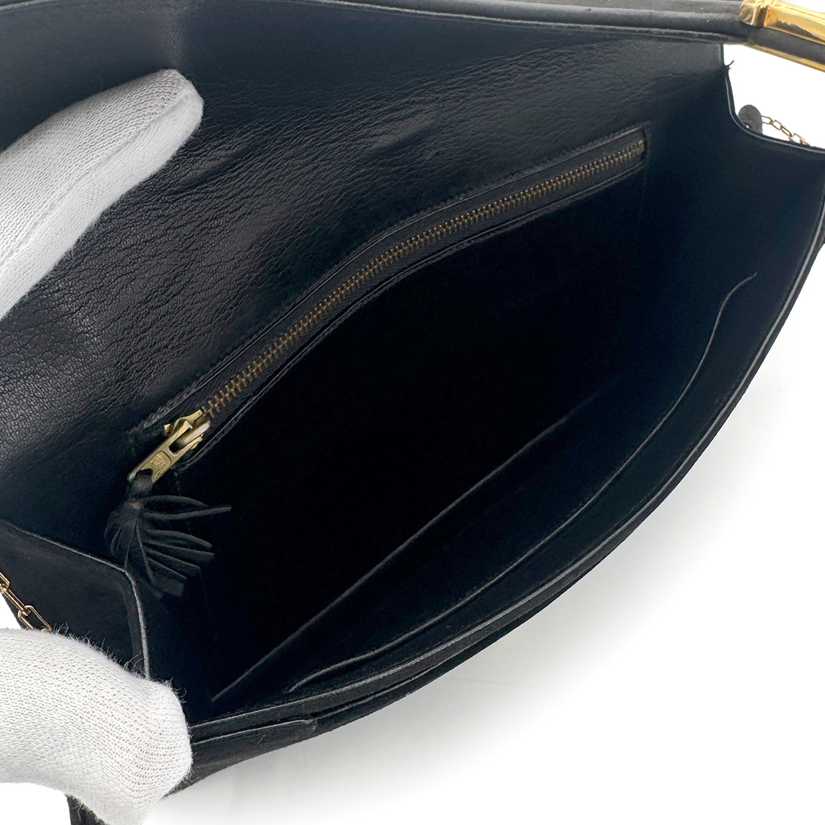HERMES LYDIE BLACK DEBRIS CLUTCH SHOULDER BAG 〇F 90274054