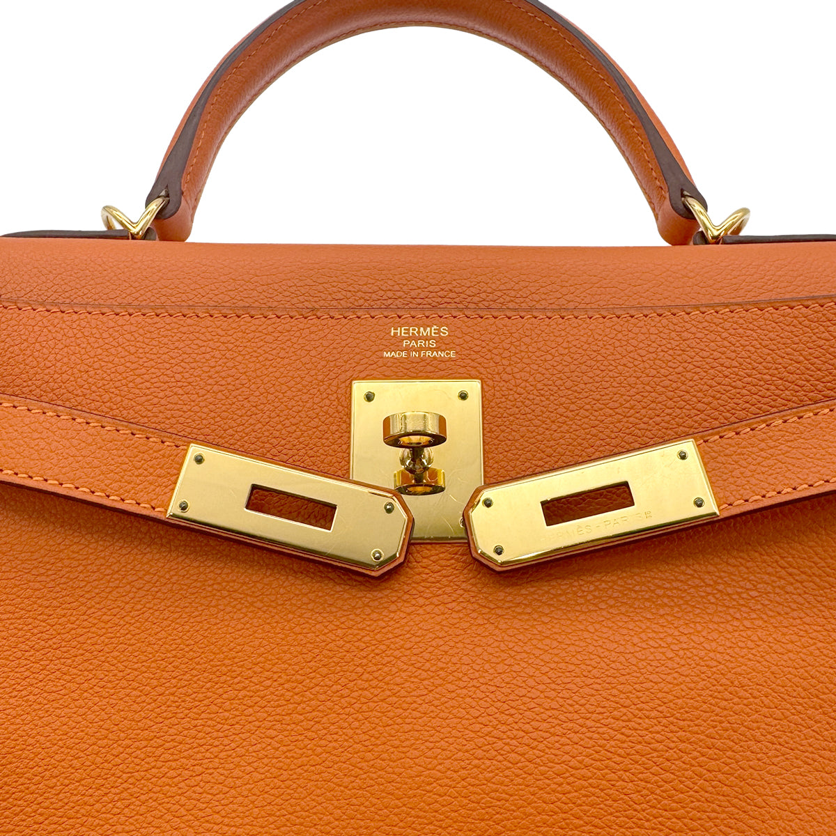 HERMES KELLY 28 RETOURNE ORANGE EVERCOLOR HAND SHOULDER BAG X GHW 90274057