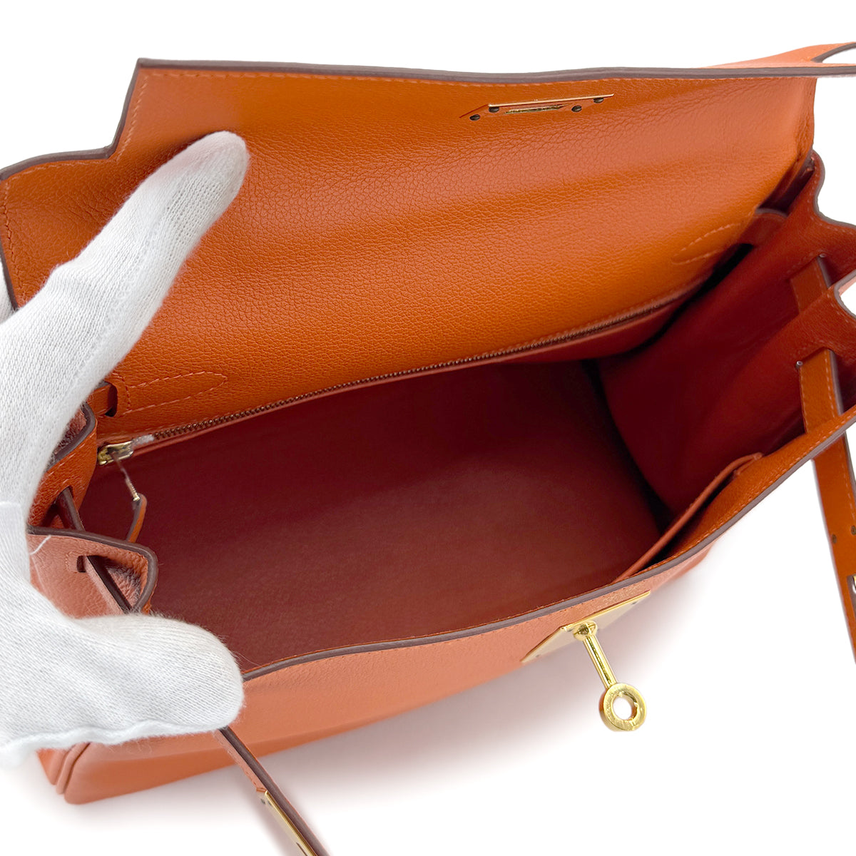 HERMES KELLY 28 RETOURNE ORANGE EVERCOLOR HAND SHOULDER BAG X GHW 90274057