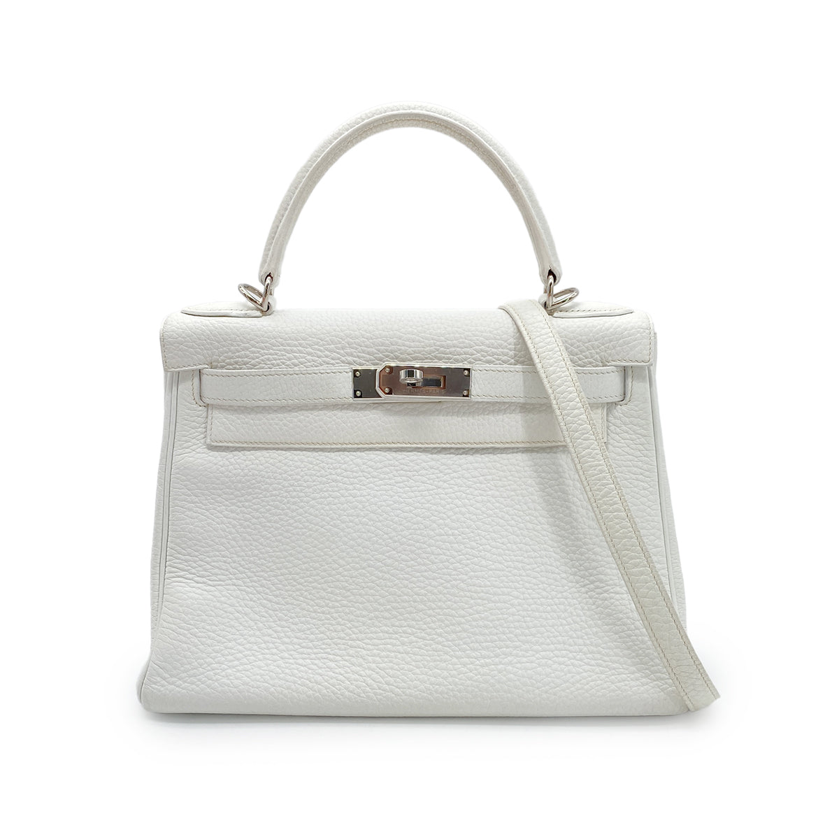 HERMES KELLY 28 RETOURNE WHITE TAURILLON CLEMENCE HAND SHOULDER BAG □H SHW 90274059