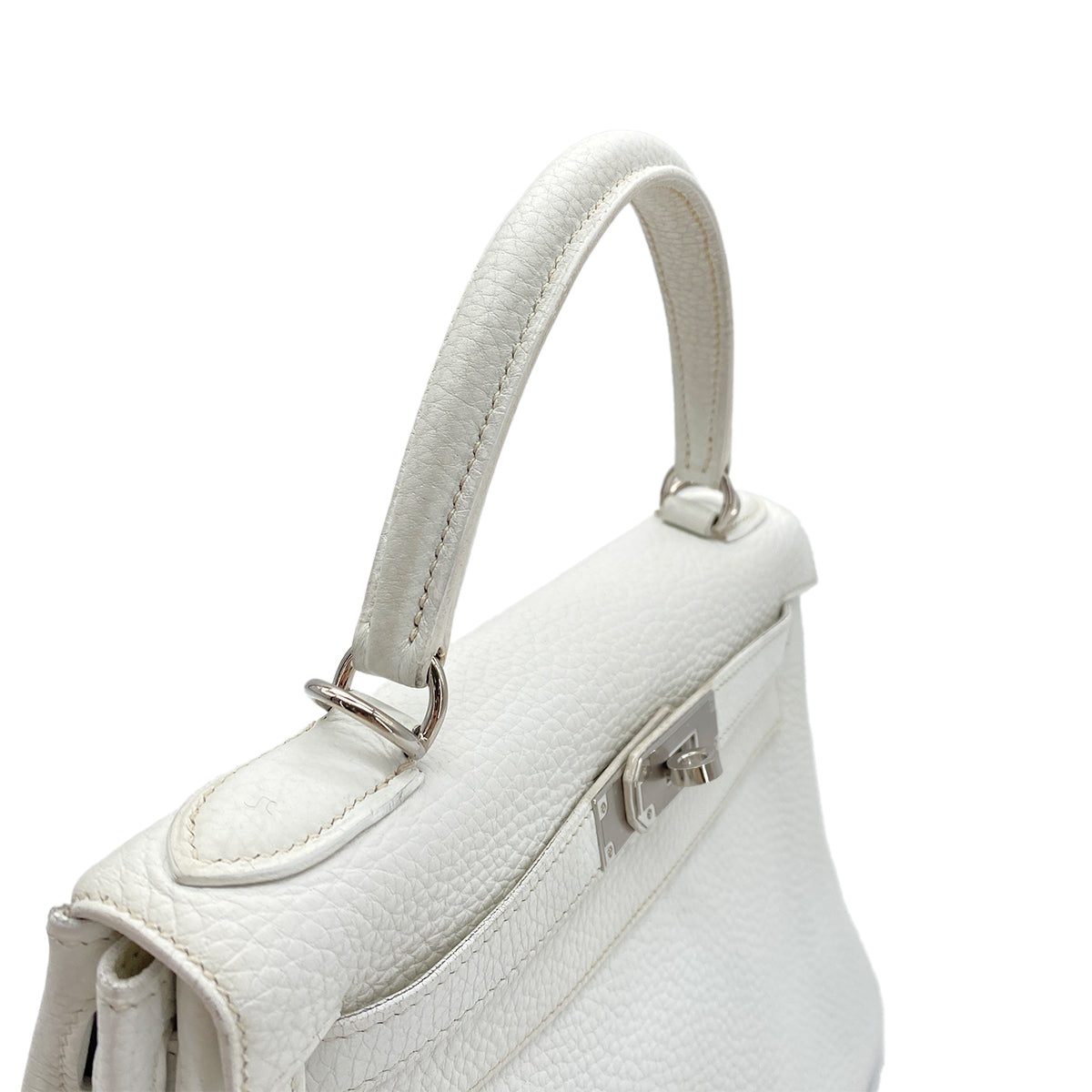 HERMES KELLY 28 RETOURNE WHITE TAURILLON CLEMENCE HAND SHOULDER BAG □H SHW 90274059