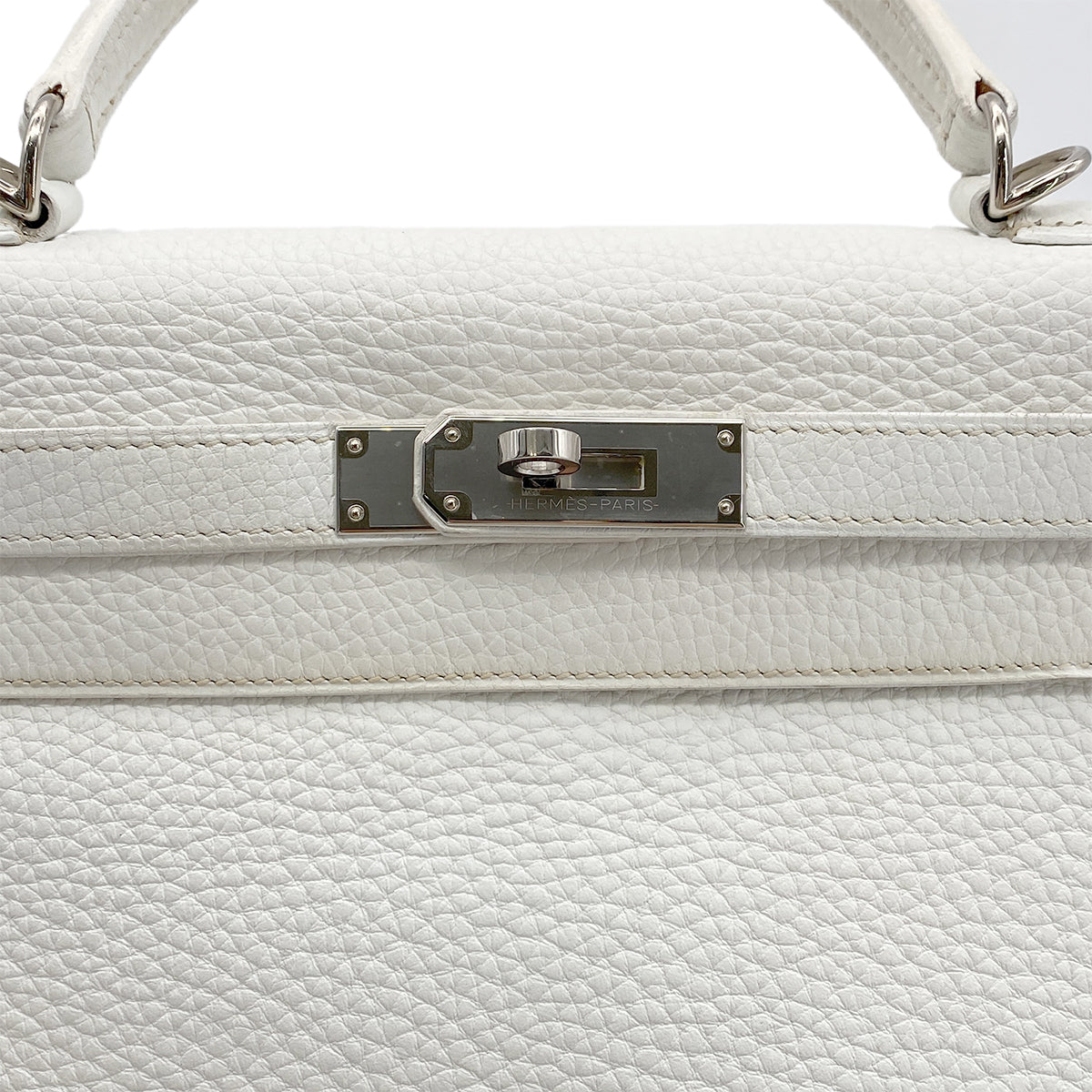 HERMES KELLY 28 RETOURNE WHITE TAURILLON CLEMENCE HAND SHOULDER BAG □H SHW 90274059