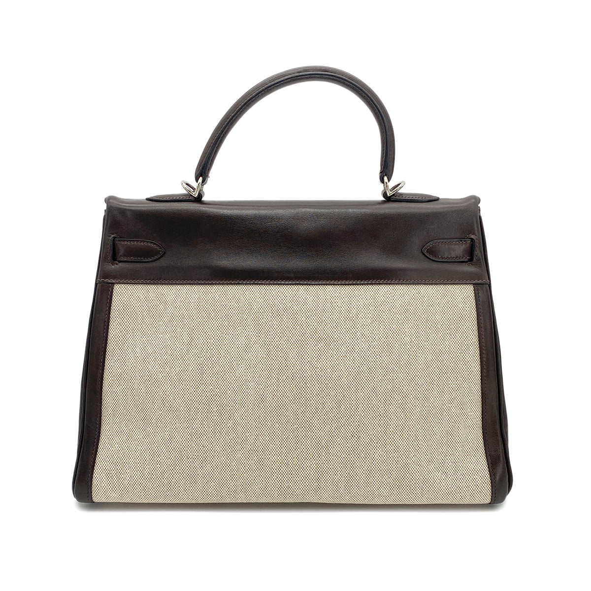 HERMES KELLY 35 RETOURNE NATUREL DARK BROWN EVERCALF TOILE H □G SHW 90274062