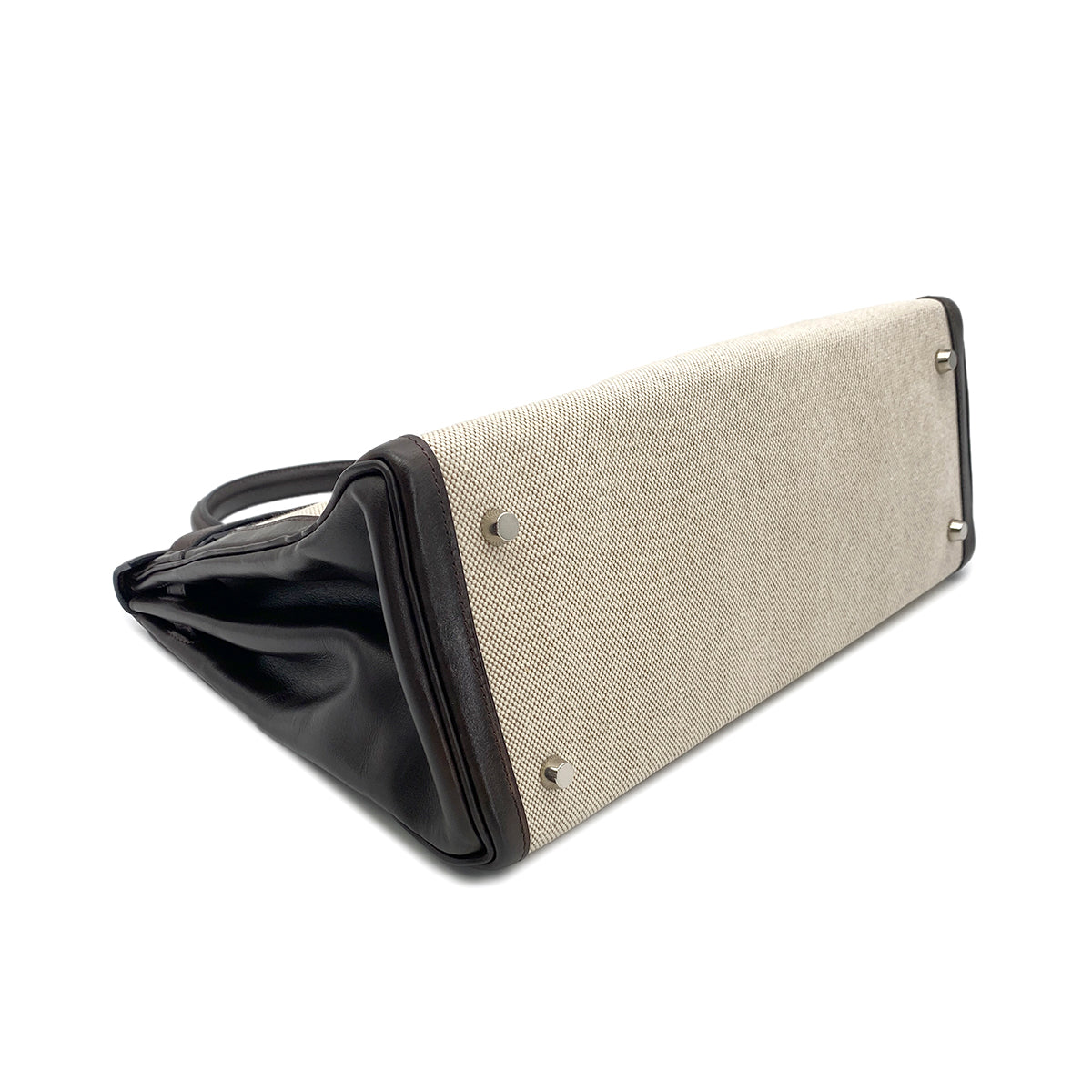 HERMES KELLY 35 RETOURNE NATUREL DARK BROWN EVERCALF TOILE H □G SHW 90274062