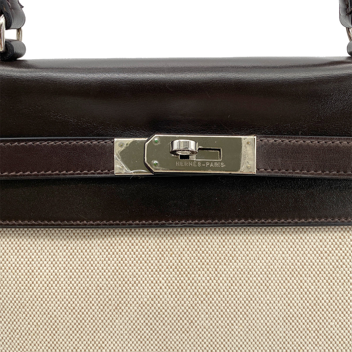 HERMES KELLY 35 RETOURNE NATUREL DARK BROWN EVERCALF TOILE H □G SHW 90274062