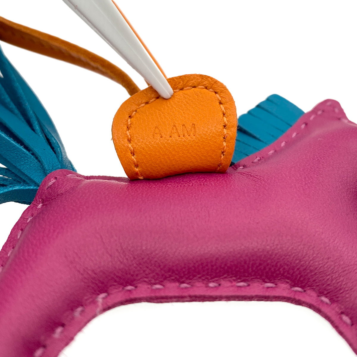 HERMES BAG CHARM RODEO PM TOSCA BLEU IZMIR ORANGE AGNEAU MILO 90274067