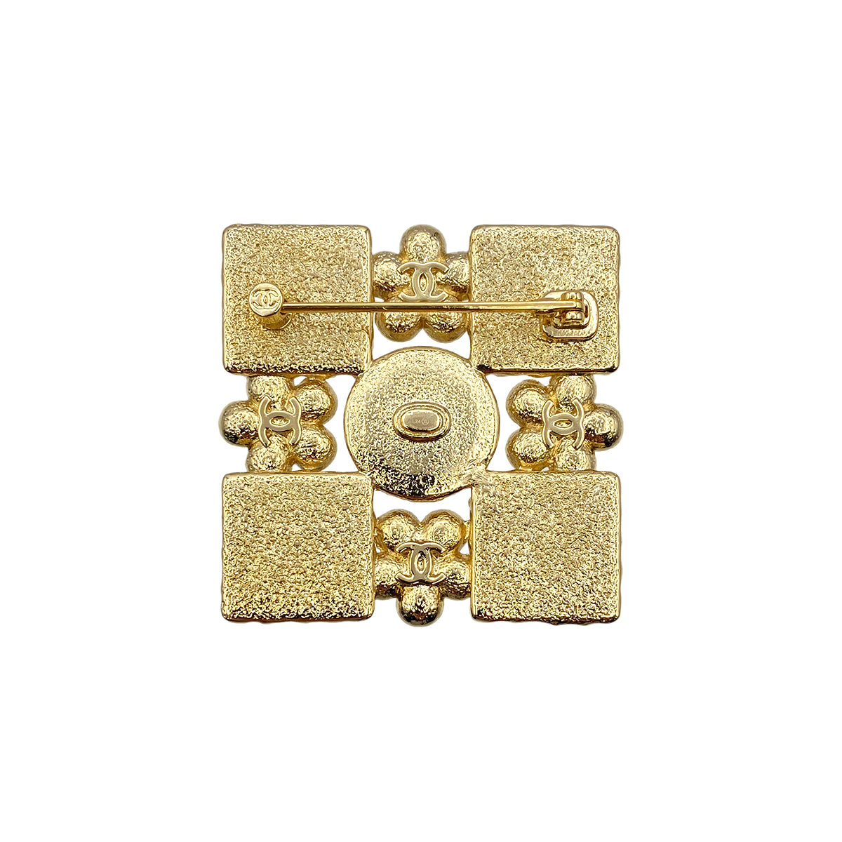 CHANEL COCOMARK BROOCH SQUARE FAUX PEARL RHINESTONE ACCESSORY L24S 90274072