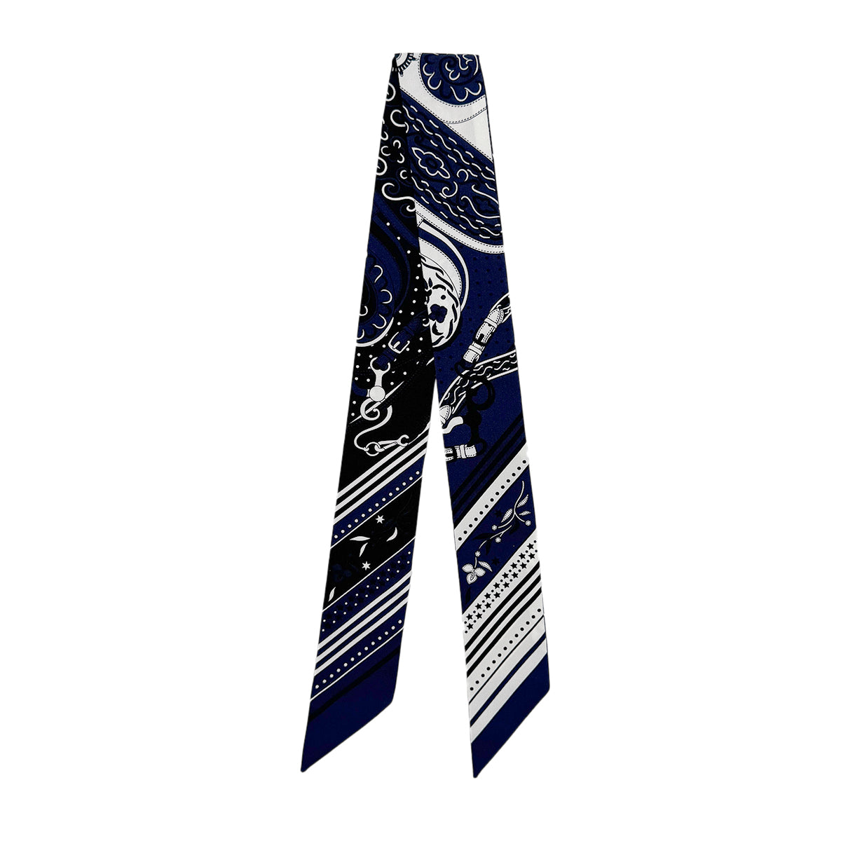 HERMES TWILLY FESTIVAL DES AMAZONES SCARF MARINE BLACK WHITE 90274081