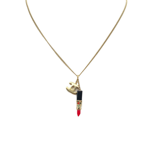 CHANEL NECKLACE LIP MOTIF COCOMARK RHINESTONE ACCESSORY 04A 90274086