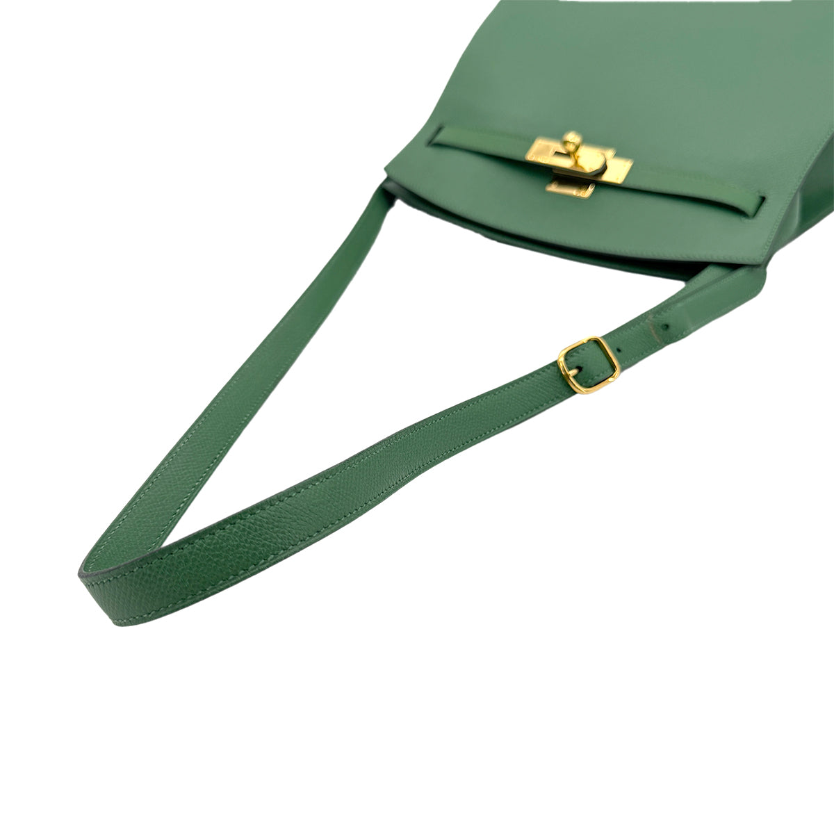 HERMES KELLY SPORTS GM GREEN COUCHEVEL SHOULDER BAG □C 90274181