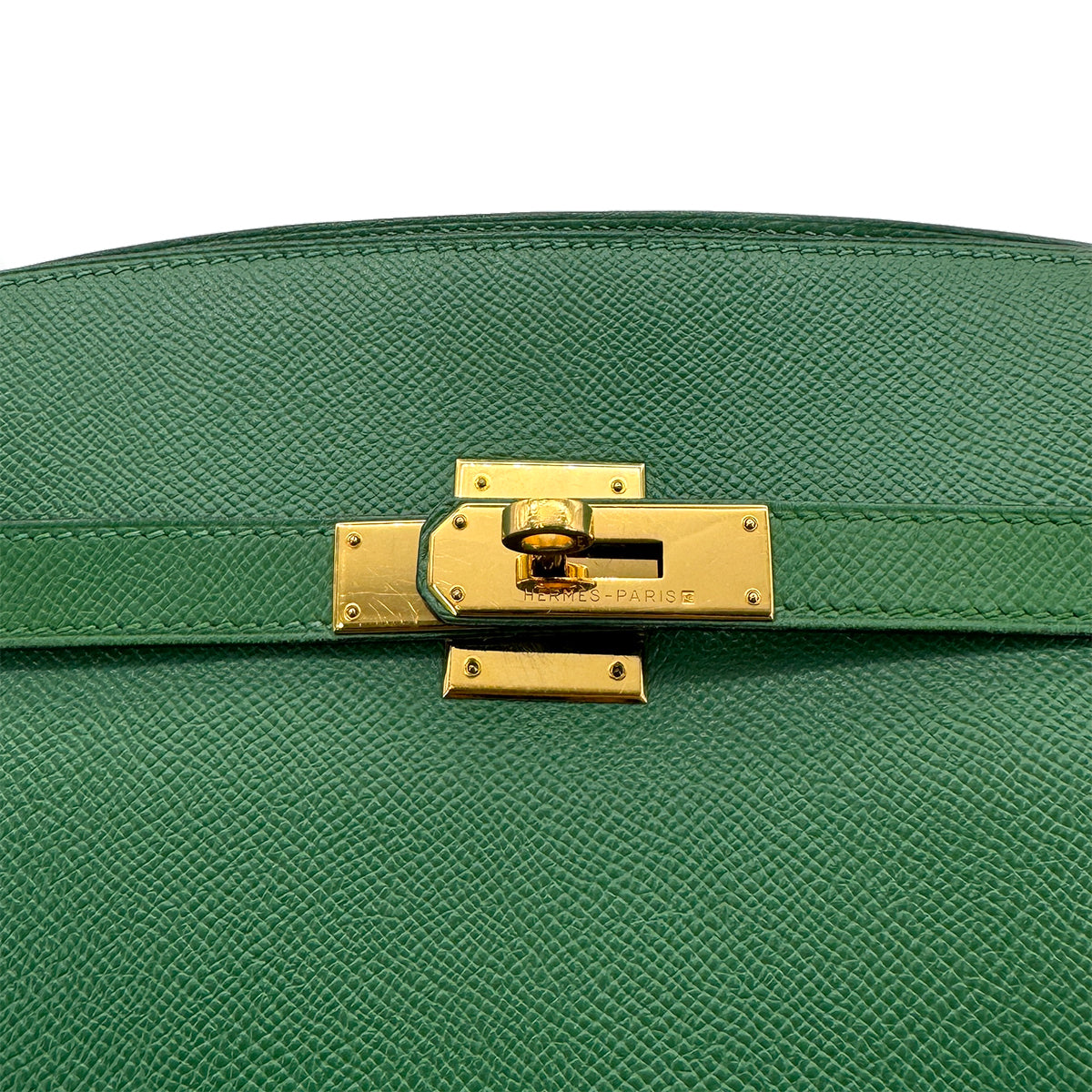 HERMES KELLY SPORTS GM GREEN COUCHEVEL SHOULDER BAG □C 90274181