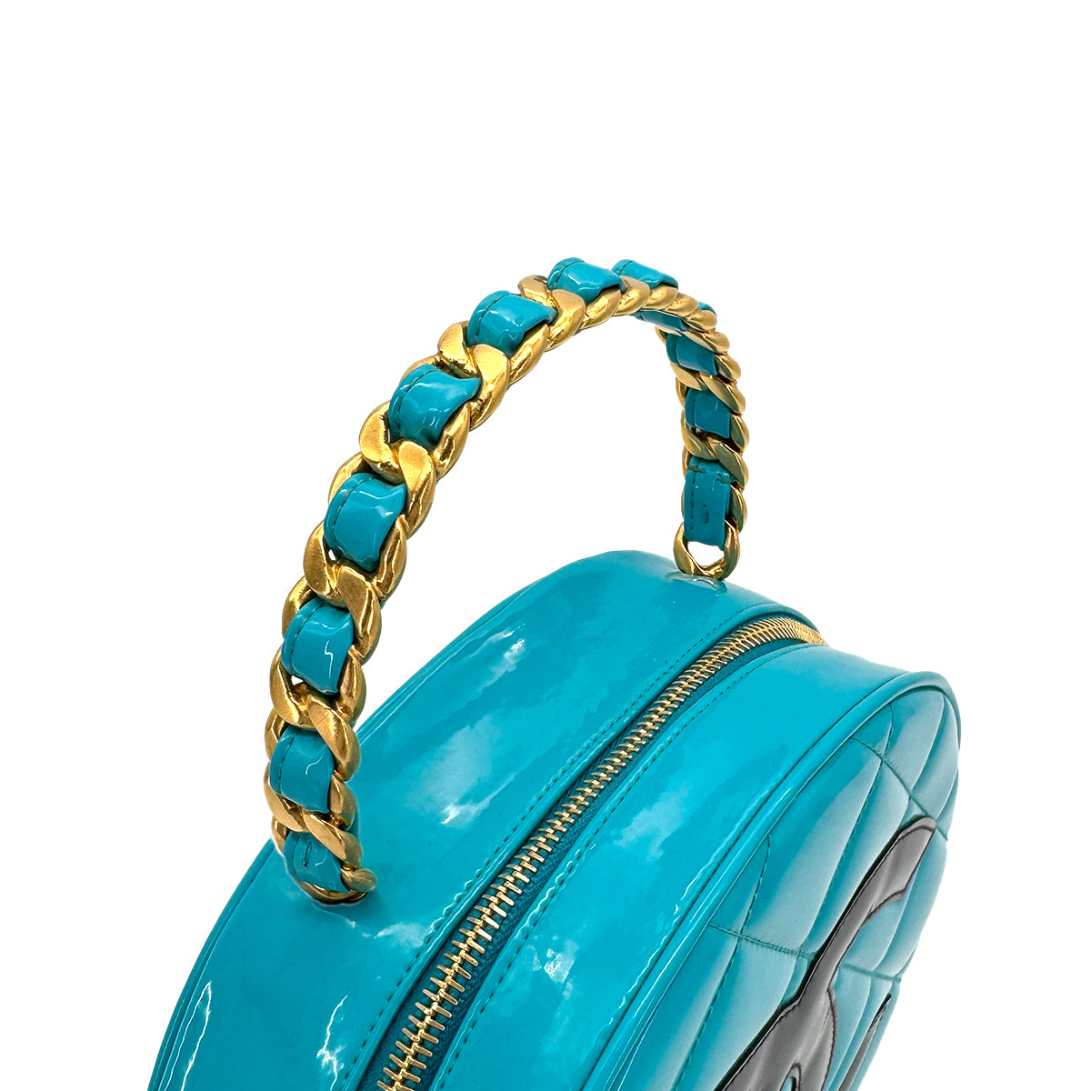 CHANEL VINTAGE ROUND VANITY HAND BAG BLUE ENAMEL 90274190