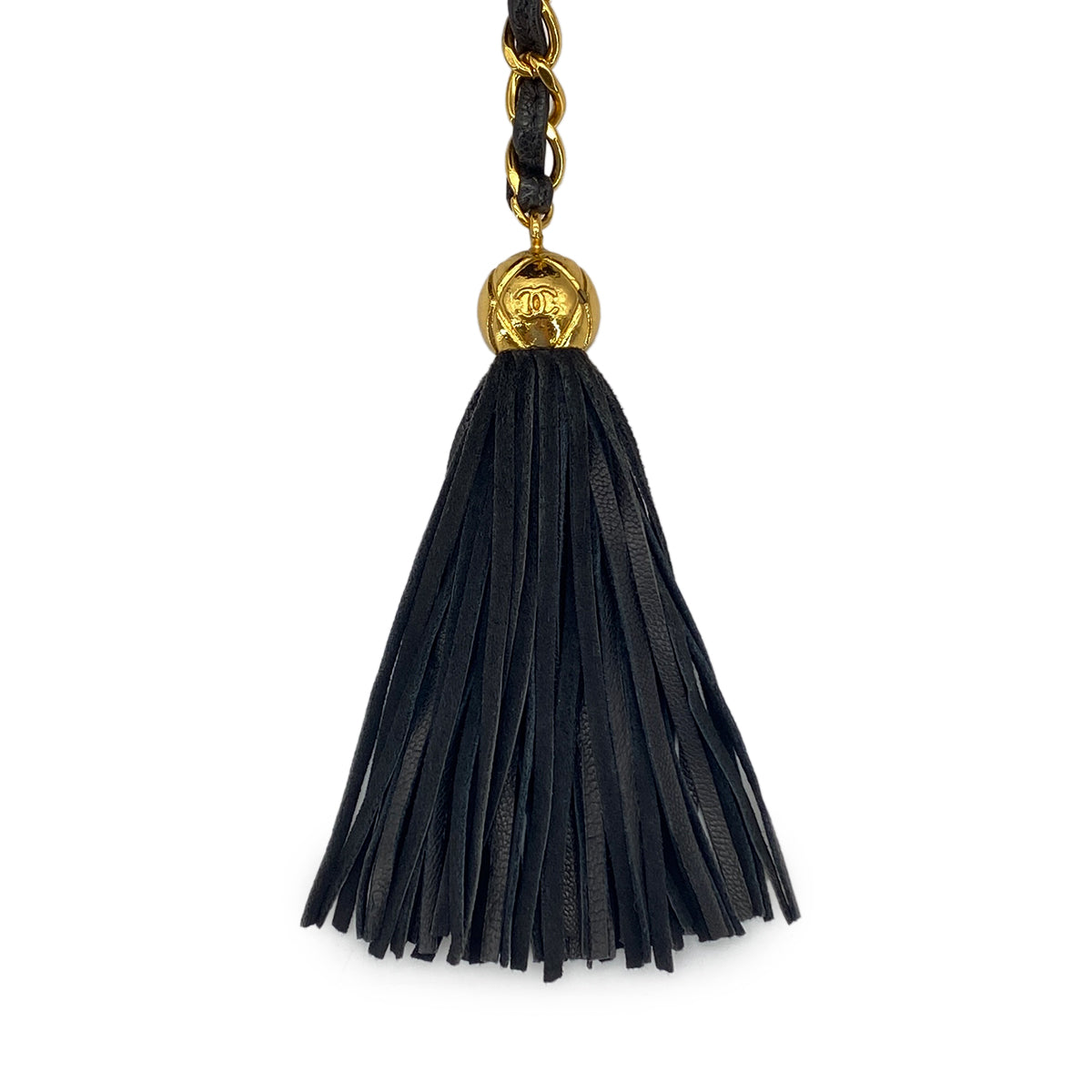 CHANEL VINTAGE FRINGE CHAIN SHOULDER BAG BLACK SUEDE 90274354