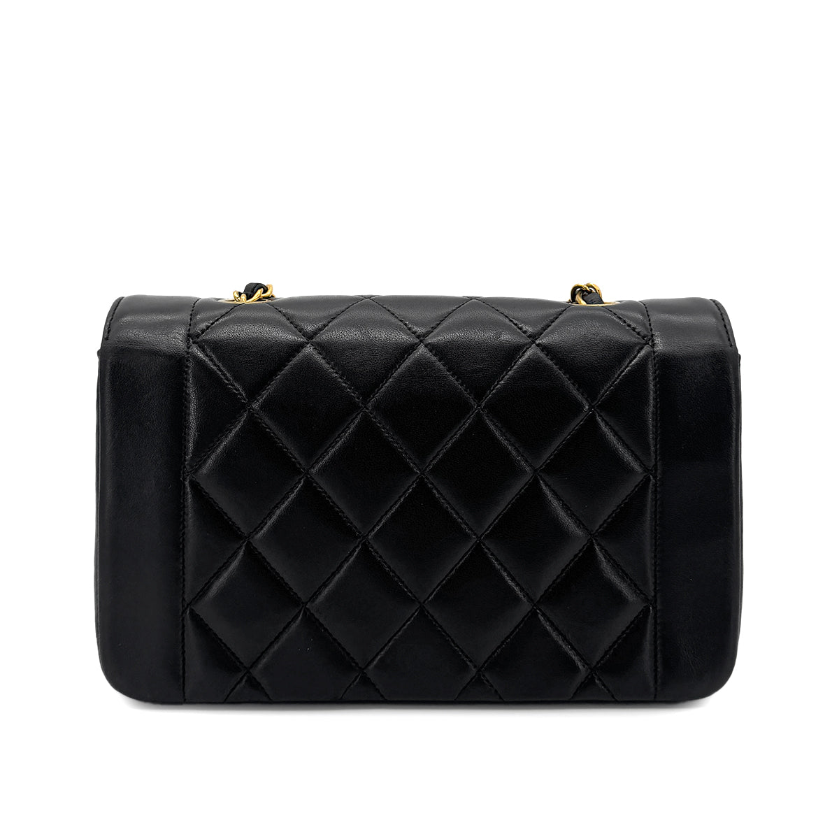 CHANEL VINTAGE DIANA SMALL CHAIN SHOULDER BAG BLACK LAMB SKIN 90274405