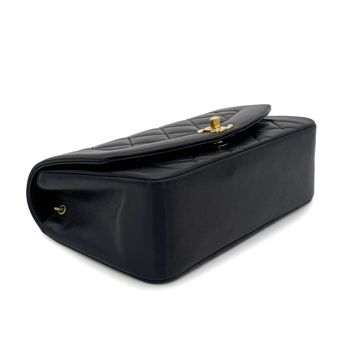 CHANEL VINTAGE DIANA SMALL CHAIN SHOULDER BAG BLACK LAMB SKIN 90274405