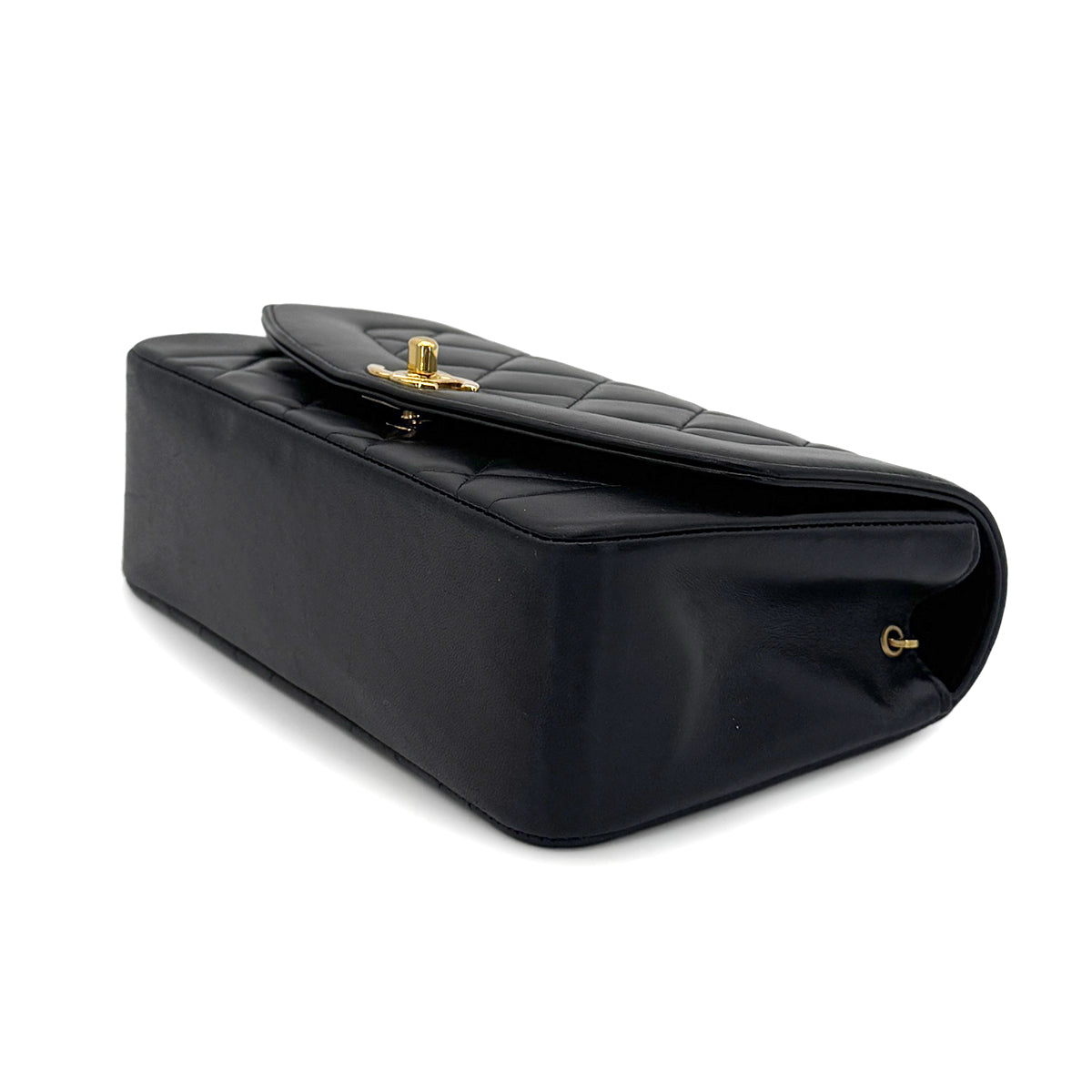 CHANEL VINTAGE DIANA SMALL CHAIN SHOULDER BAG BLACK LAMB SKIN 90274405