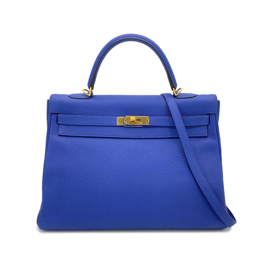 HERMES KELLY 35 RETOURNE BLUE ELECTRIC TOGO □O GHW 90274406
