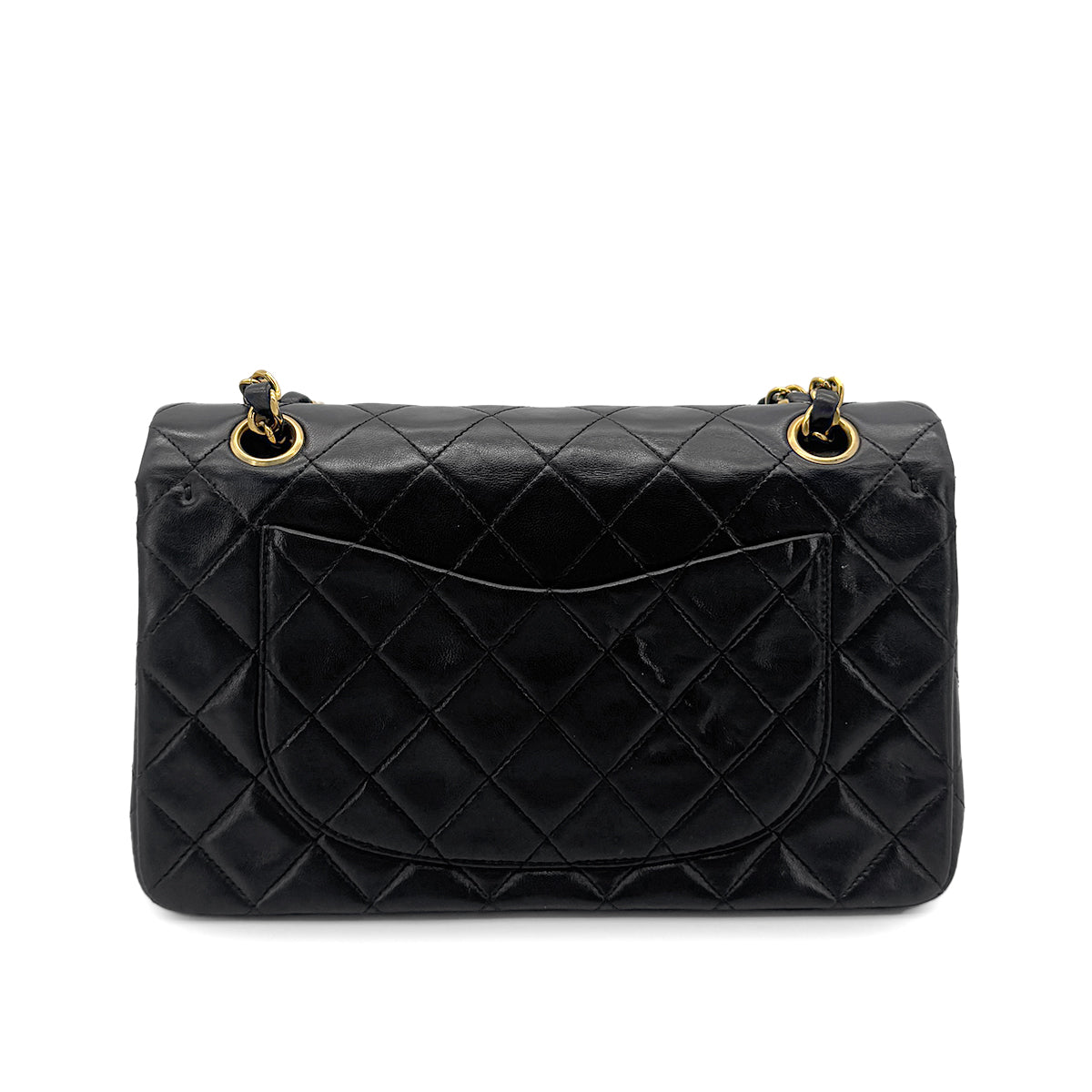 CHANEL VINTAGE CLASSIC FLAP SMALL CHAIN SHOULDER BAG BLACK LAMB SKIN 90274407