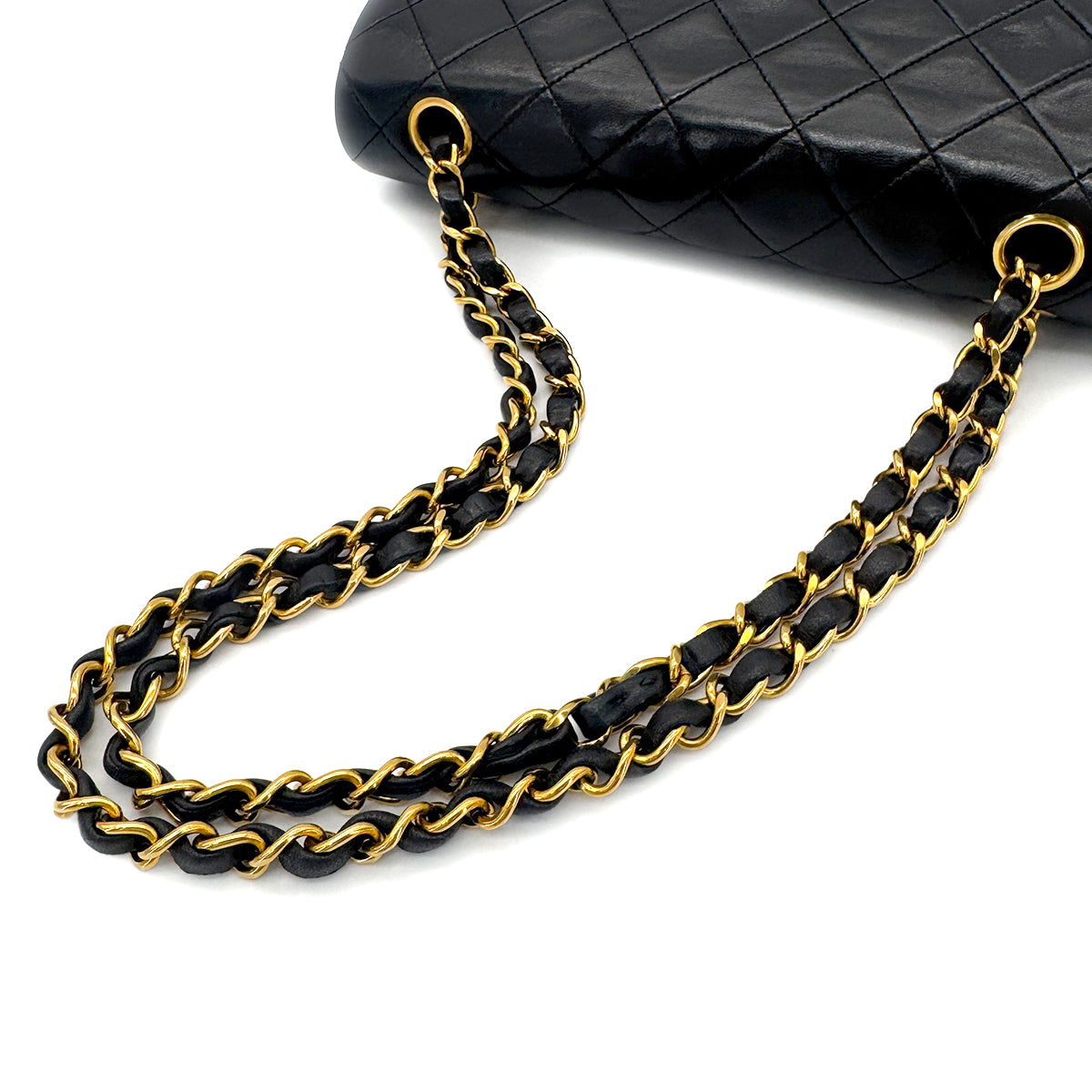 CHANEL VINTAGE CLASSIC FLAP SMALL CHAIN SHOULDER BAG BLACK LAMB SKIN 90274407