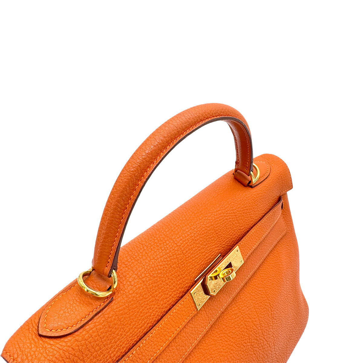 HERMES KELLY 32 RETOURNE ORANGE TOGO HAND SHOULDER BAG □F 90274408