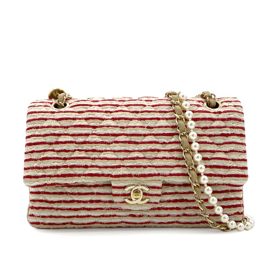 CHANEL FAKEPEARL CHAIN SHOULDER BAG MULTICOLOR CANVAS 90274411