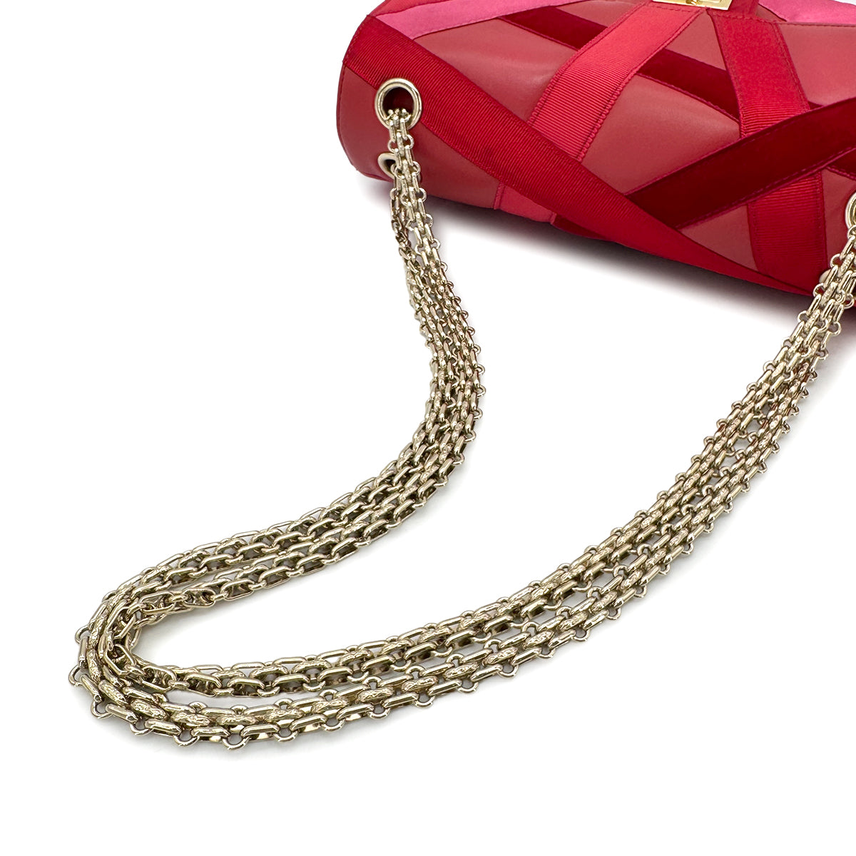 CHANEL 2.55 CHAIN SHOULDER BAG RED LAMB SKIN 90274412
