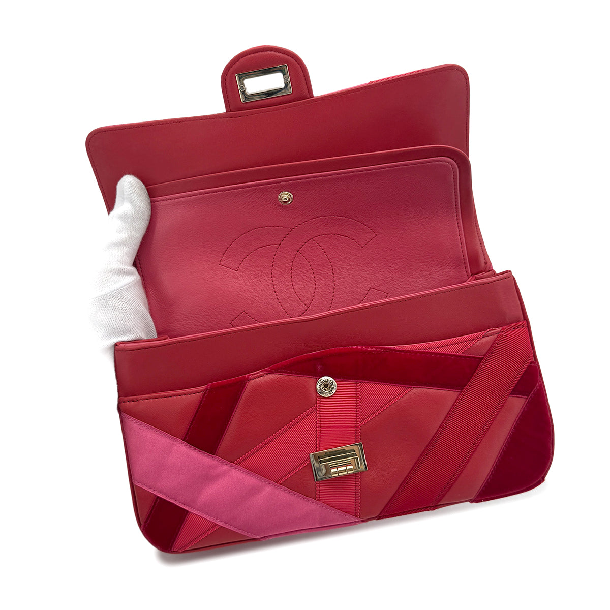 CHANEL 2.55 CHAIN SHOULDER BAG RED LAMB SKIN 90274412