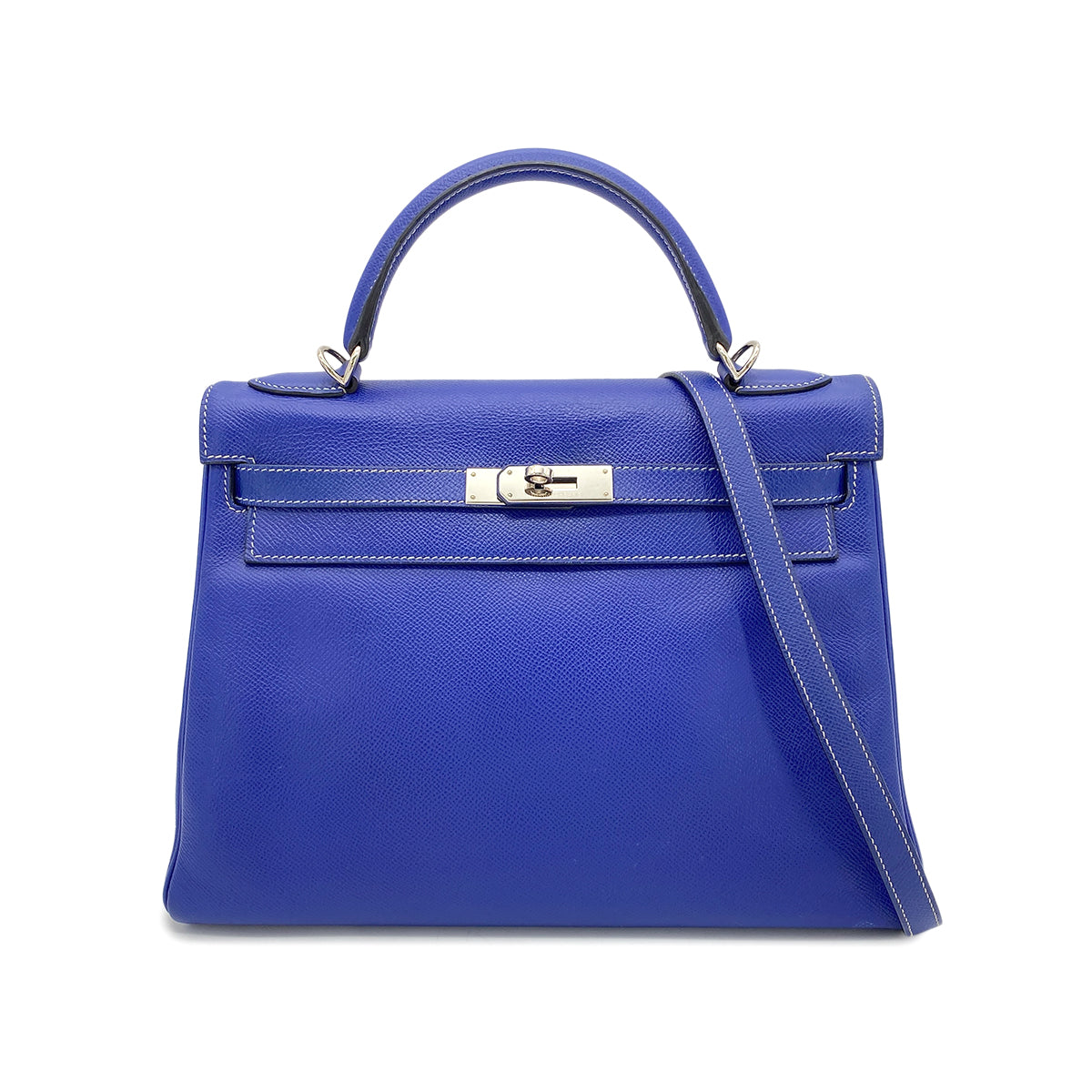 HERMES CANDY KELLY 32 RETOURNE BLUE ELECTRIC MYKONOS VEAU EPSOM HAND BAG □P SHW 90274413