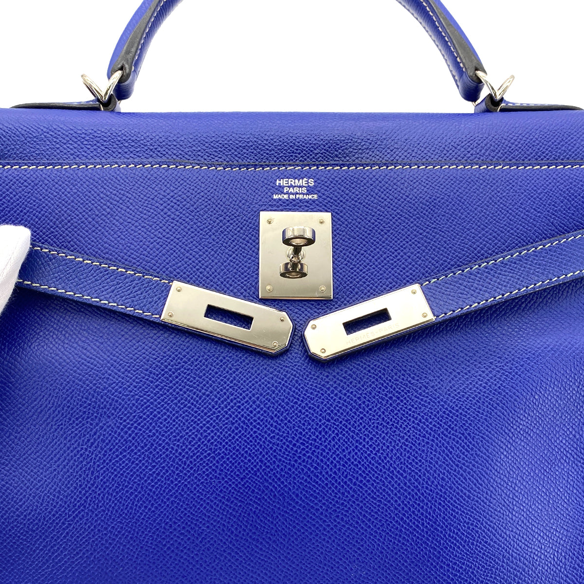 HERMES CANDY KELLY 32 RETOURNE BLUE ELECTRIC MYKONOS VEAU EPSOM HAND BAG □P SHW 90274413