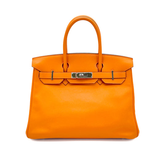 HERMES BIRKIN 30 ORANGE SWIFT HAND BAG □L SHW 90274414