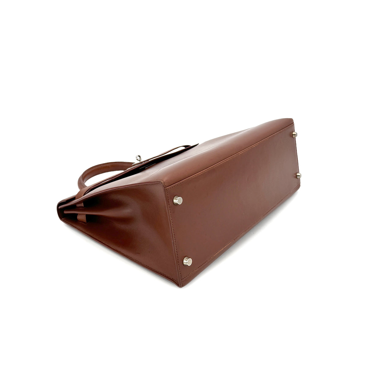 HERMES KELLY 35 SELLIER NOISETTE BOXCALF HAND SHOULDER BAG □E 90274421