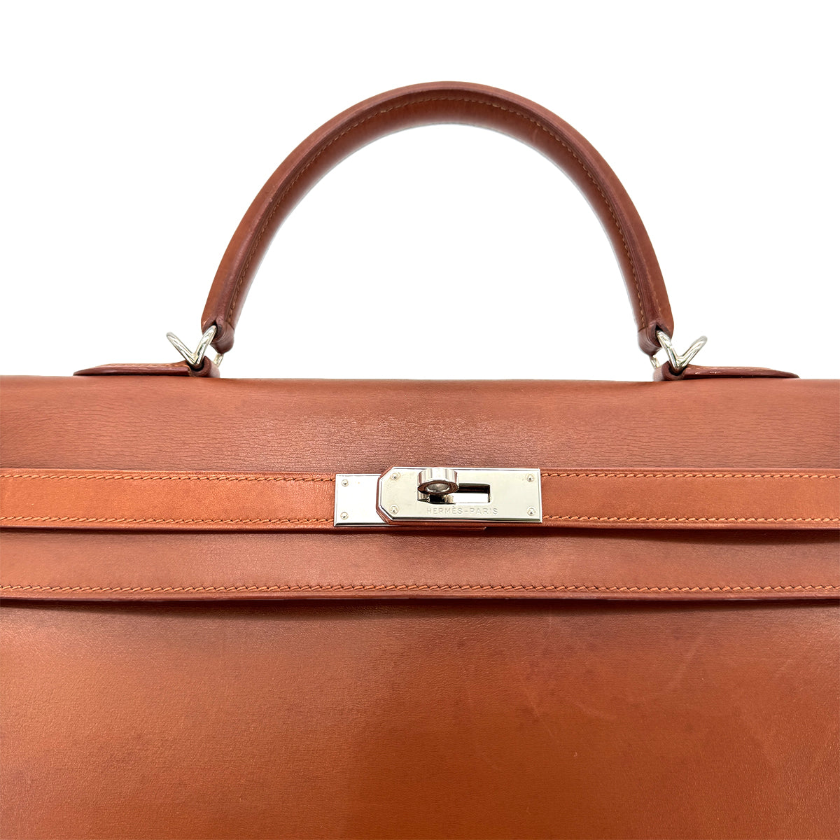 HERMES KELLY 35 SELLIER NOISETTE BOXCALF HAND SHOULDER BAG □E 90274421