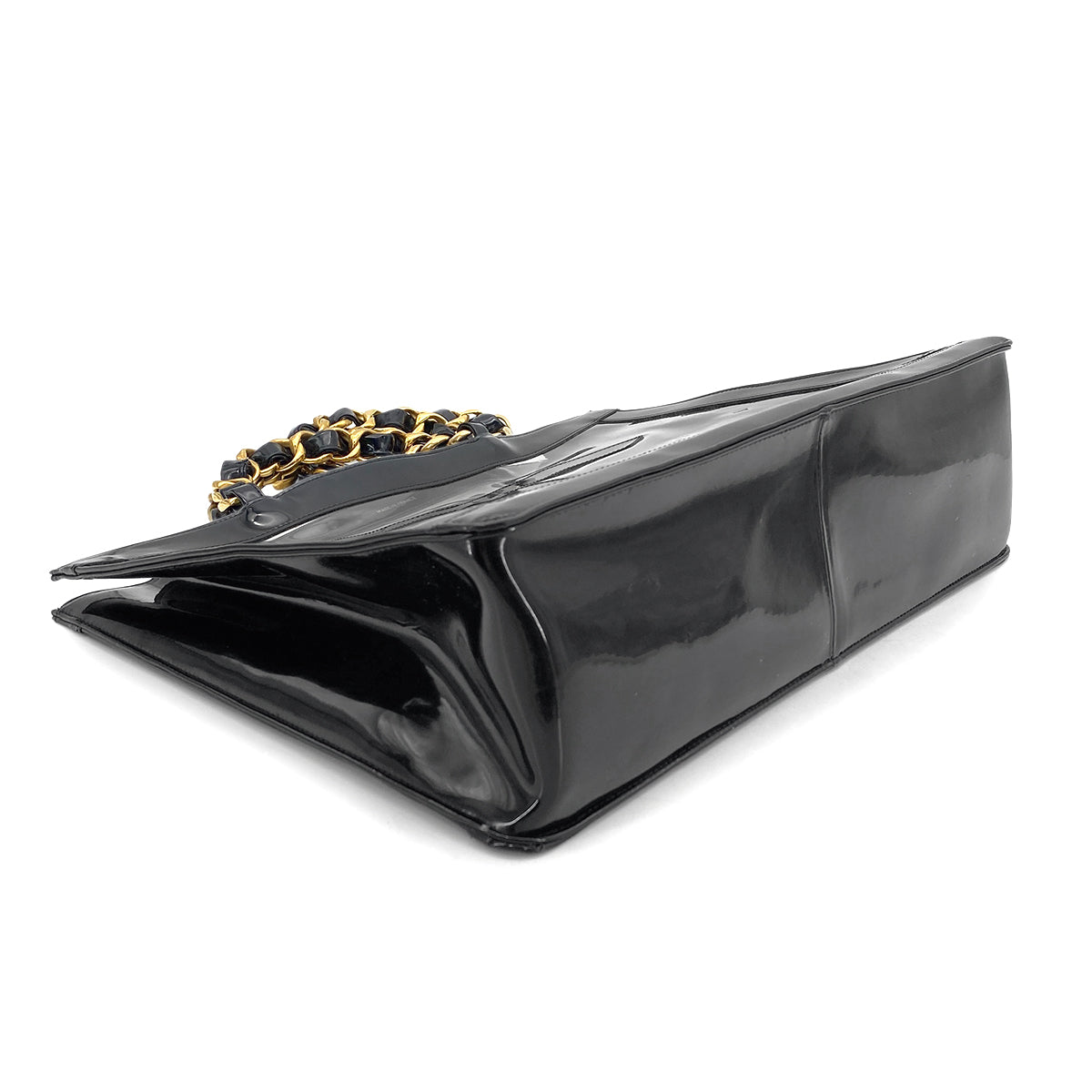 CHANEL VINTAGE COCO CLEAR CHAIN TOTE BAG BLACK VINYL 90274422