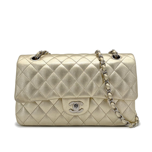 CHANEL VINTAGE CLASSIC FLAP MEDIUM CHAIN SHOULDER BAG GOLD LAMB SKIN 90274428