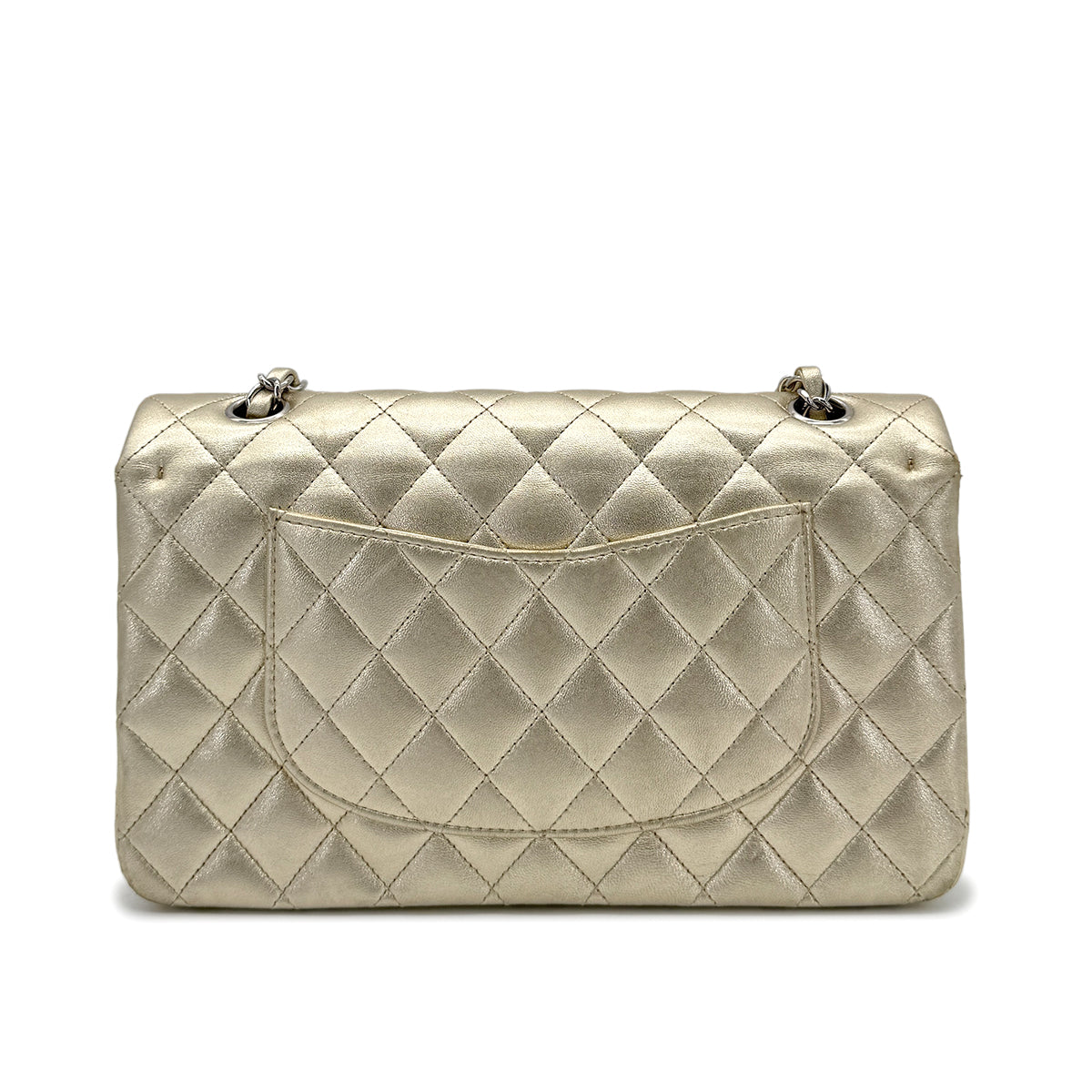 CHANEL VINTAGE CLASSIC FLAP MEDIUM CHAIN SHOULDER BAG GOLD LAMB SKIN 90274428