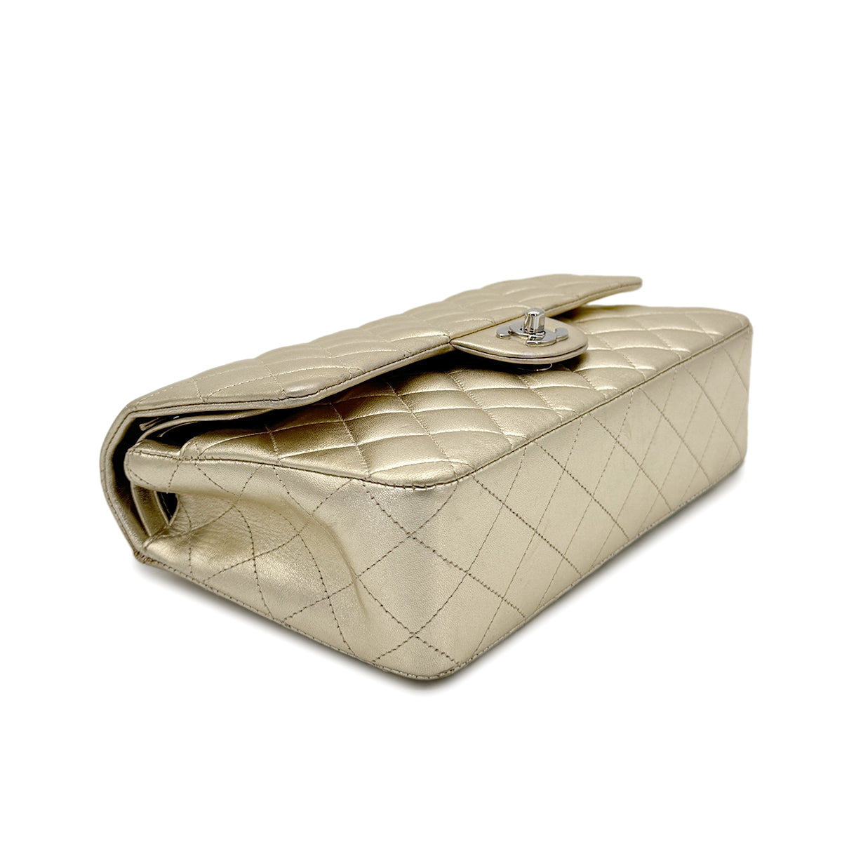 CHANEL VINTAGE CLASSIC FLAP MEDIUM CHAIN SHOULDER BAG GOLD LAMB SKIN 90274428