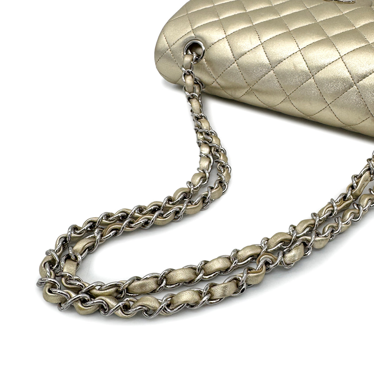 CHANEL VINTAGE CLASSIC FLAP MEDIUM CHAIN SHOULDER BAG GOLD LAMB SKIN 90274428