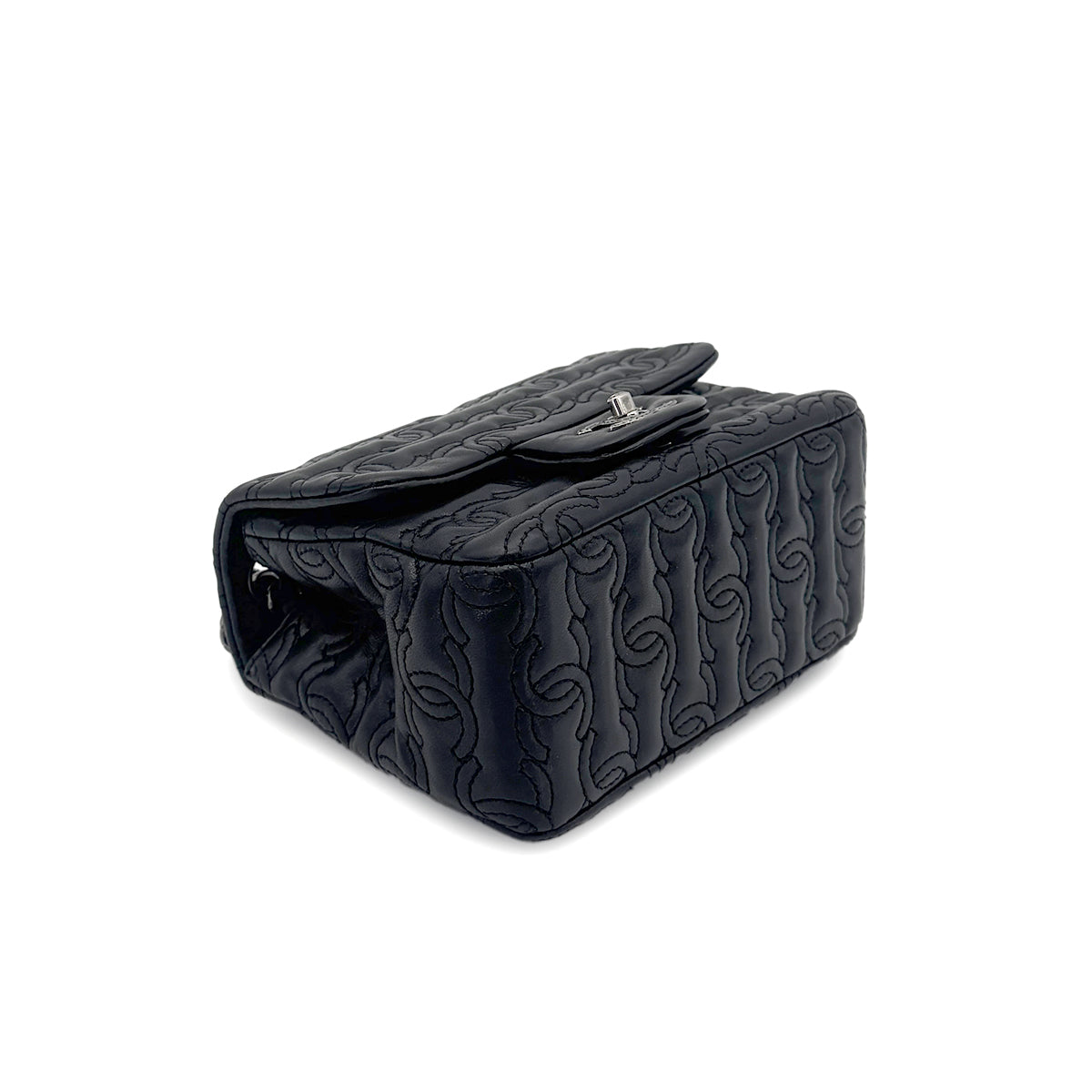 CHANEL MINI MATELASSE CHAIN SHOULDER BAG BLACK LAMB SKIN 90274429